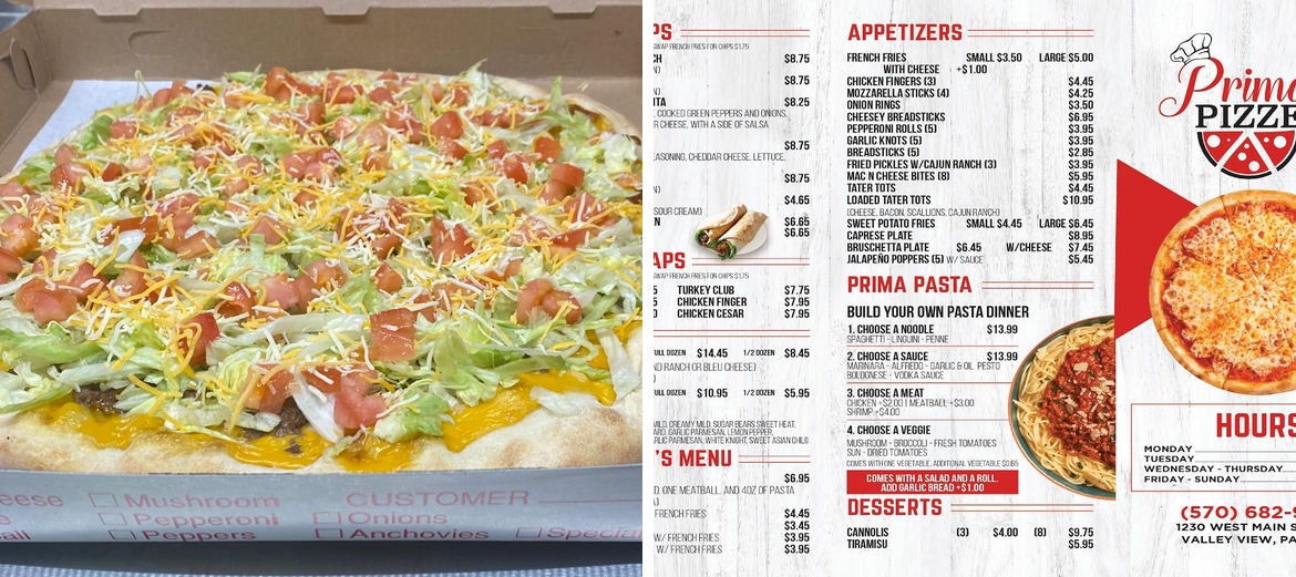 Prima Pizzeria Restaurant Menu
