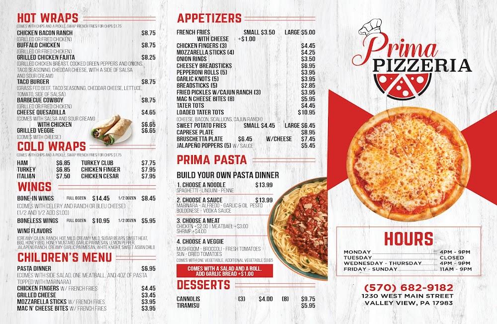 Prima Pizzeria Restaurant Menu image 2